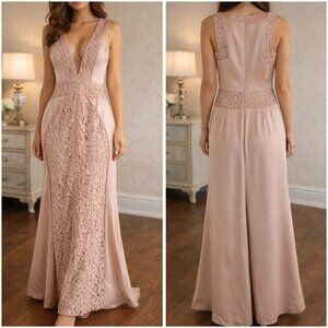 Tufi Duek Designer Beige Lace Formal Gown $469